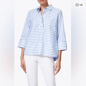 Hinson Wu Aileen Popover luxe linen Button Back Blouse Sz 6